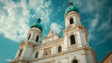 Fototapeta premium Grand church under a blue sky