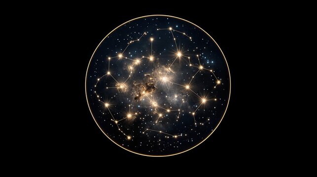 12 Zodiac Wheel of Stars. Celestial Zodiac Wheel. Astrological Zodiac Wheel. A circular design featuring all 12 zodiac signs, arranged symmetrically.