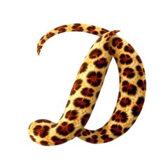 Naklejka premium Realistic leopard print letter d isolated on white background.