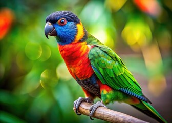 Fototapeta premium Close-up reveals the captivating details of a Pionites melanocephalus, a black-headed parrot.