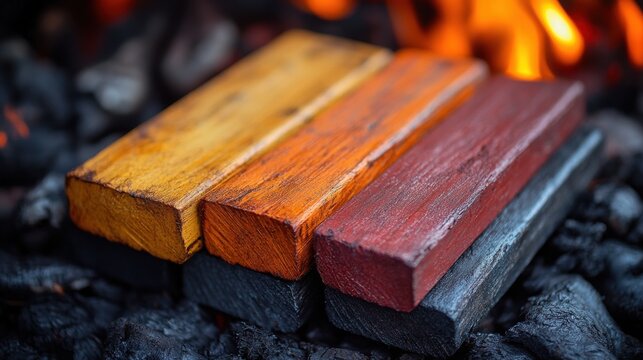 corporate branding guide for a bonfire themed website the warm tones of the fire are complementary colors emphasizing the beauty of the flames ink style swatche