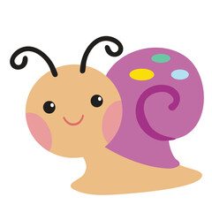 Cute little  snail  vector cartoon illustration