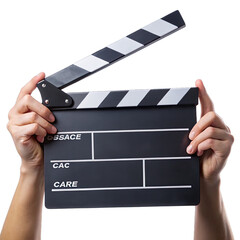 Two hands grasp a clapper board symbolizing the beginning of an art instruction session focused on fostering creativity and skill development in learners