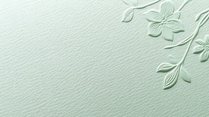 Embossed Floral Design on Textured Pale Green Surface
