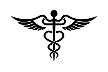 Simple Medical Caduceus Symbol Isolated on White