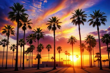Obraz premium Free editable EPS silhouette: palm tree architectural photography. Perfect for your design needs.
