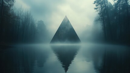 dark horror prism over a foggy swamp dark backgroun