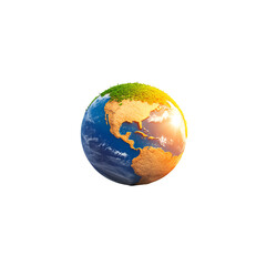 Fototapeta premium Globe with half land and half water, representing Earth and ecology, on white background.