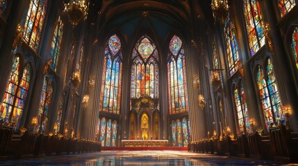 Obraz premium Grand cathedral with stained glass