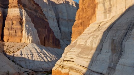 marble canyon, glistening white cliffs with delicate veining,minimalist and tranquil
