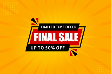 Final sale banner template vector design, Special offer final sale label vector.