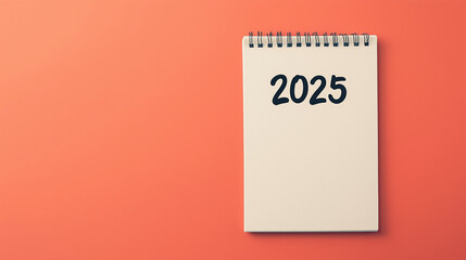New year plan, a blank white sheet of paper with "2025",  handwritten text, blank note paper