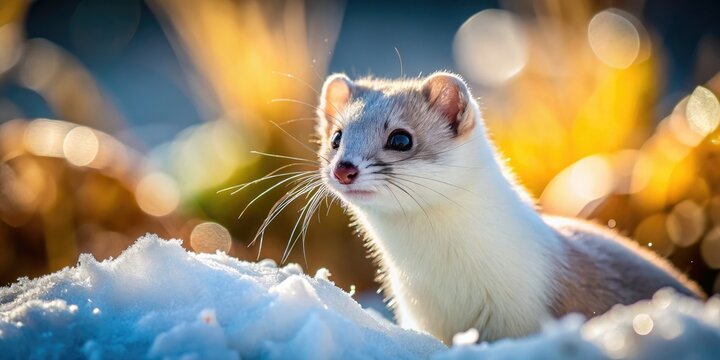 Intricate detail of an ermine's snowy coat; a stunning macro wildlife photograph.