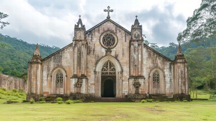 Fototapeta premium Stone church in a lush landscape