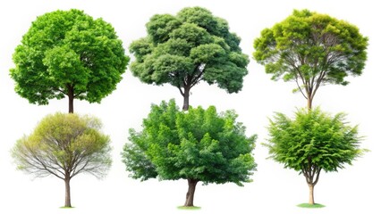 Isolated tree silhouettes&acirc;&euro;&rdquo;five distinct shapes and textures&acirc;&euro;&rdquo;ideal for fashionable, high-impact visuals.