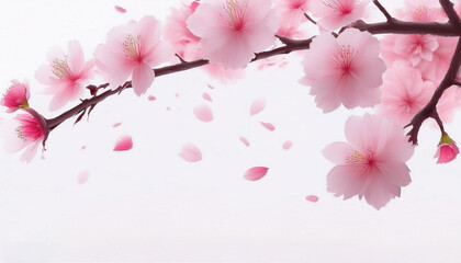 Naklejka premium 桜 花びら 春 ピンク 美しい 自然 花見 日本 風景 風 儚い 季節 満開 枝 芽 咲く 花弁 落ちる 景色