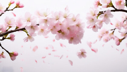 Fototapeta premium 桜 花びら 春 ピンク 美しい 自然 花見 日本 風景 風 儚い 季節 満開 枝 芽 咲く 花弁 落ちる 景色