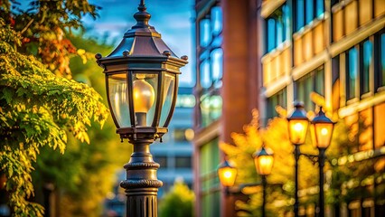 Fototapeta premium Night photography showcasing streetlights, power poles, and urban landscapes, creating stunning city backgrounds.