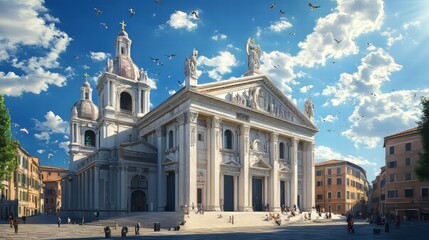 Obraz premium Grand cathedral under a sunny sky