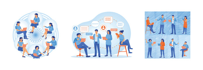 Illustration of teamwork and communication in a collaborative work environment.