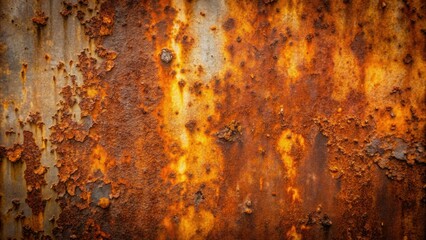 Rusty metal backdrop.  Grunge texture, weathered steel, industrial feel, showcasing oxidized corrosion.