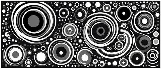 Fototapeta premium Abstract Black and White Circular Pattern Retro Geometric Design