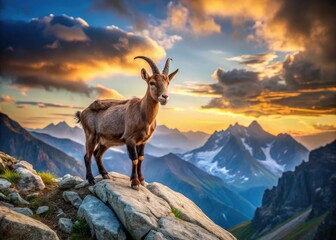 Fototapeta premium Stunning mountain goat photos; expertly composed using the rule of thirds, showcasing their majestic beauty.