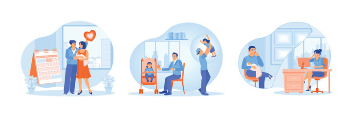 Illustration depicting family activities and bonding in modern daily routines.