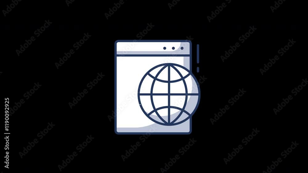 Wall mural a minimalist design featuring a globe next to a browser window in a flat concept style.