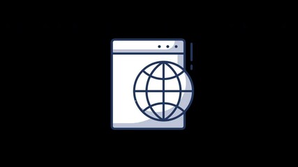 A minimalist design featuring a globe next to a browser window in a flat concept style. - Powered by Adobe