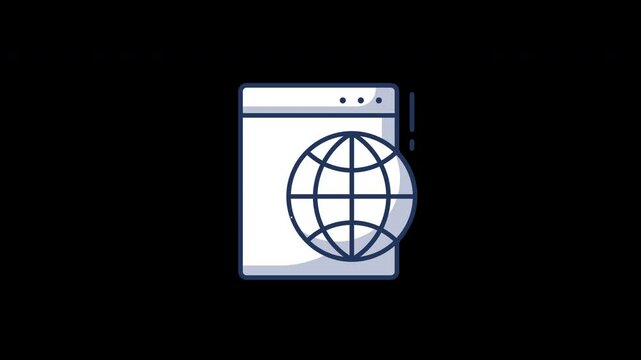 A minimalist design featuring a globe next to a browser window in a flat concept style.