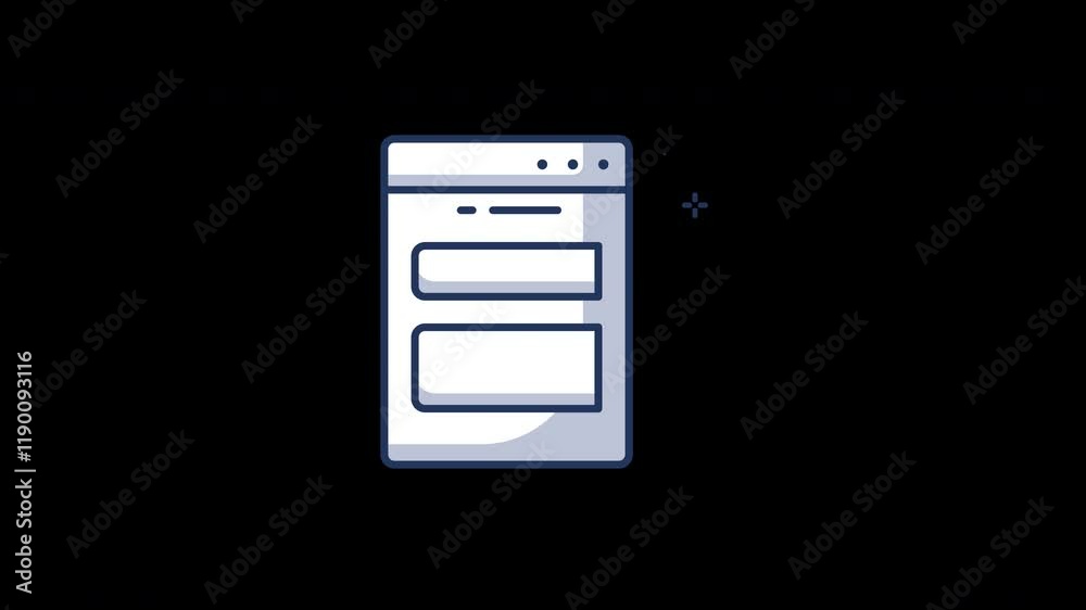 Poster an illustration of a computer webpage layout, showcasing input fields and a simple design against a 