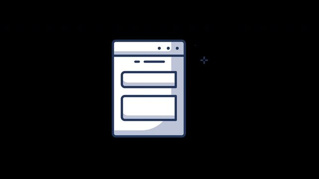 An illustration of a computer webpage layout, showcasing input fields and a simple design against a black background.