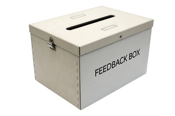 White metal suggestion box isolated with transparent background