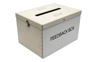White metal suggestion box isolated with transparent background