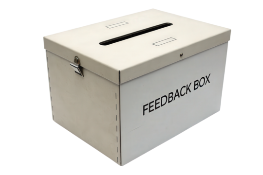 White metal suggestion box isolated with transparent background