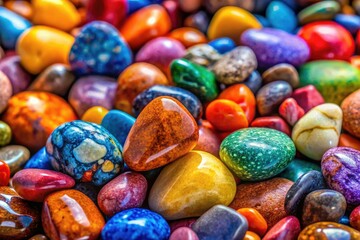 Vibrant, multicolored pebble stone texture.  High-resolution macro image; ideal background.