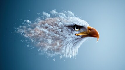 Obraz premium Majestic Eagle with Abstract Cloud and Snow Effects in Background