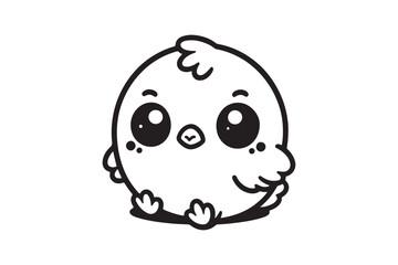 Cute baby chicken black outline vector 