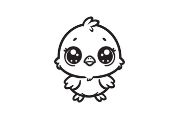 Cute baby chicken black outline vector 