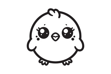 Cute baby chicken black outline vector 