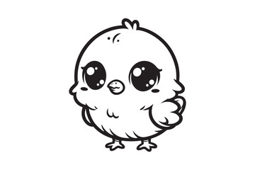 Cute baby chicken black outline vector 