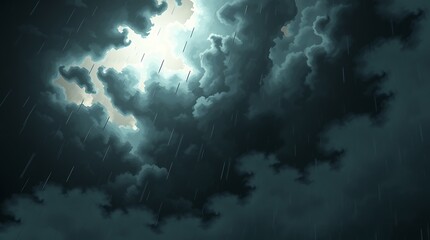 Dark stormy clouds and rain at night.
