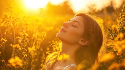 Fototapeta premium Woman in Golden Field