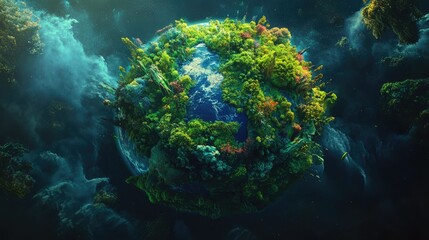 **"Sustainable Development and Ecology: Green Trees, Earth, and Space – A World Environment Concept Banner"**