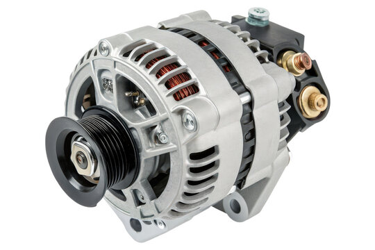 Close-up of a car alternator isolated with transparent background
