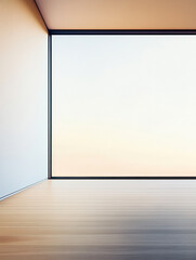 Fototapeta premium Modern minimalistic room with large window showcasing natural light and soft colors