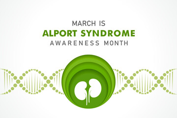 Vector illustration for Alport Awareness Month which is held in the month of March every year, it spreads awareness of a rare genetic disease called Alport syndrome