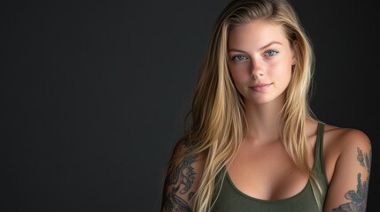 Fototapeta premium Portrait of a Young Woman with Tattoos
