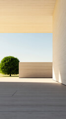 Fototapeta premium Modern architecture features minimalistic design with natural surroundings in daylight